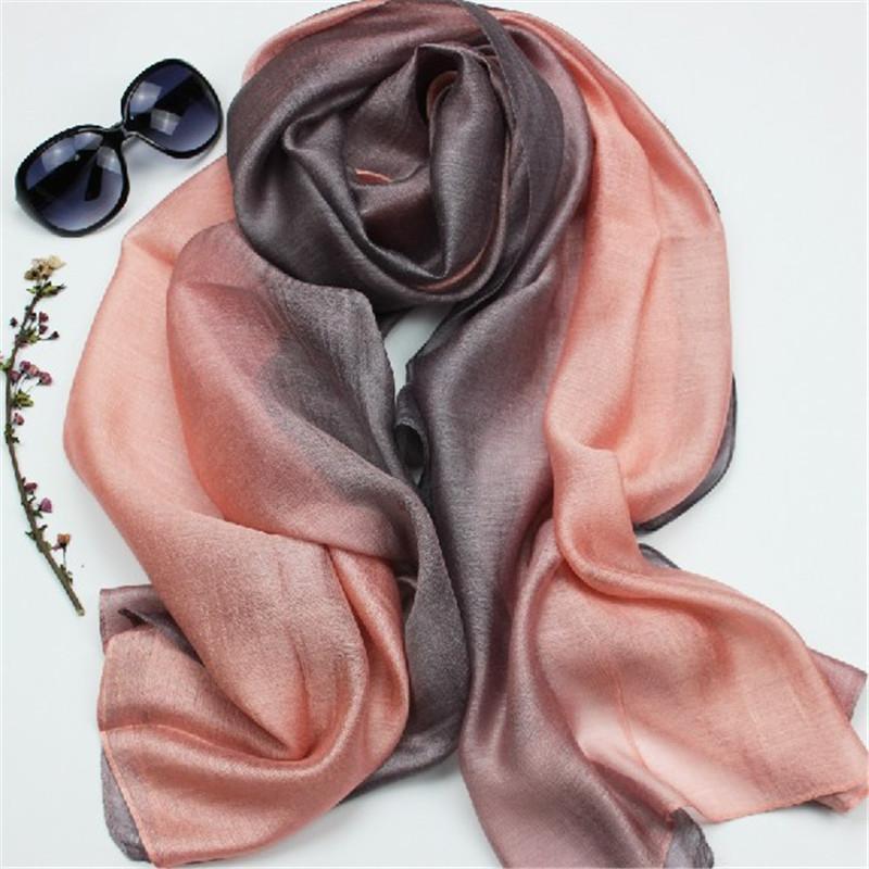 Lamaxapa 2018 New Fashion Summer/Autumn Solid Gradient Women/Lady Real 100% Silk Scarf Thin Shawls And Wrap Long Female Echarpe