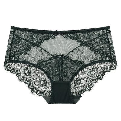 Sexy Women's Underwear Ultra-thin Transparent Lace Panties Comfortable Breathable High-waisted Hip-lifting Briefs