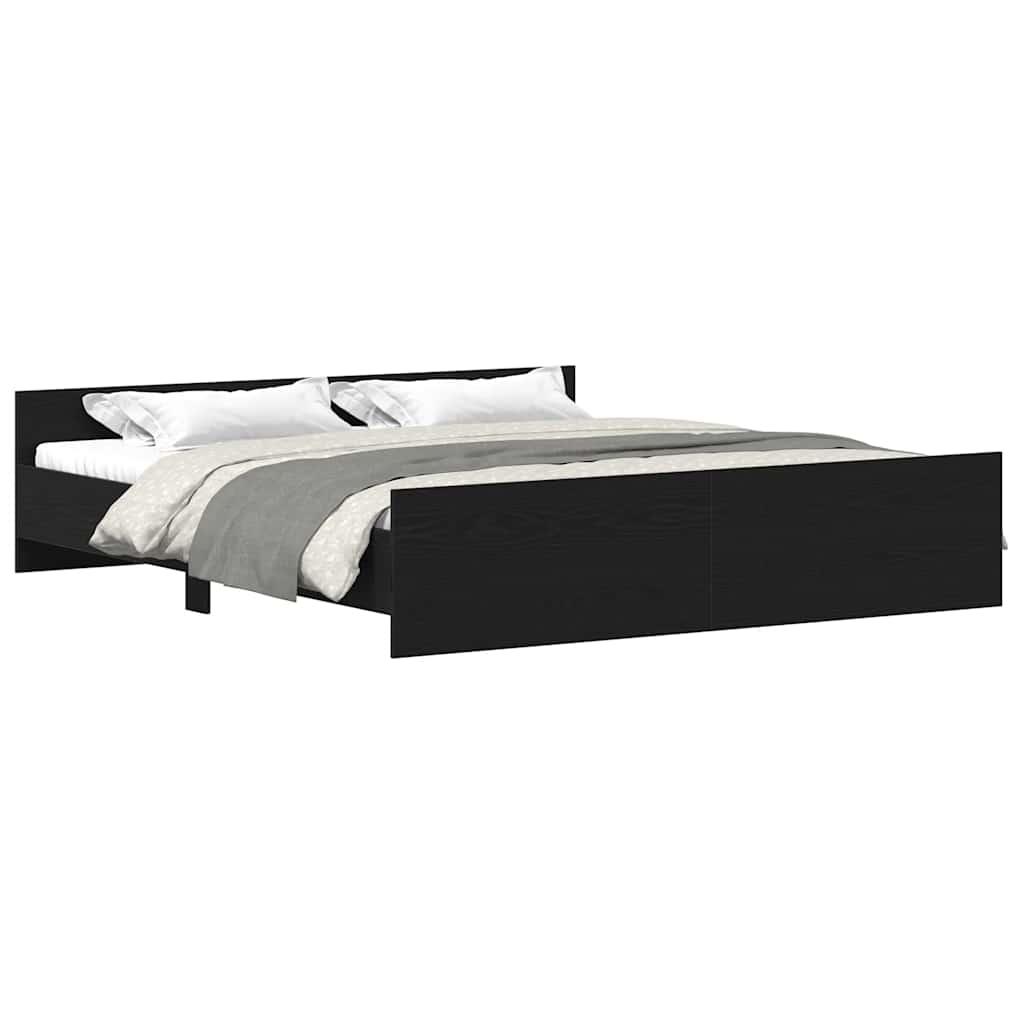 Bed Frame without Mattress Black Oak Look 200 x 200 cm