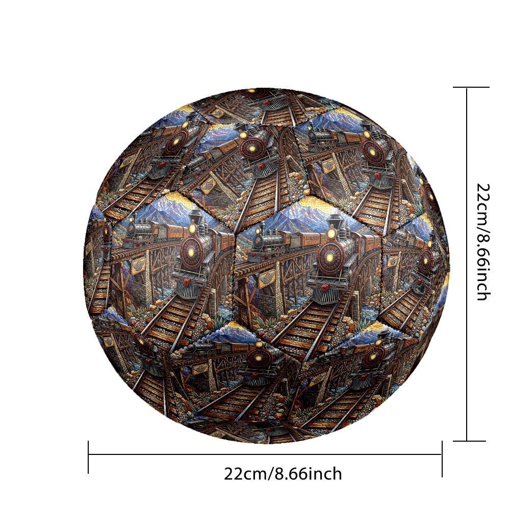 1pc Steam Train Journey Theme Soccer Ball Football, Size 5, Lightweight PVC, Outdoor Training Soccer Ball,Sports Gift T61487