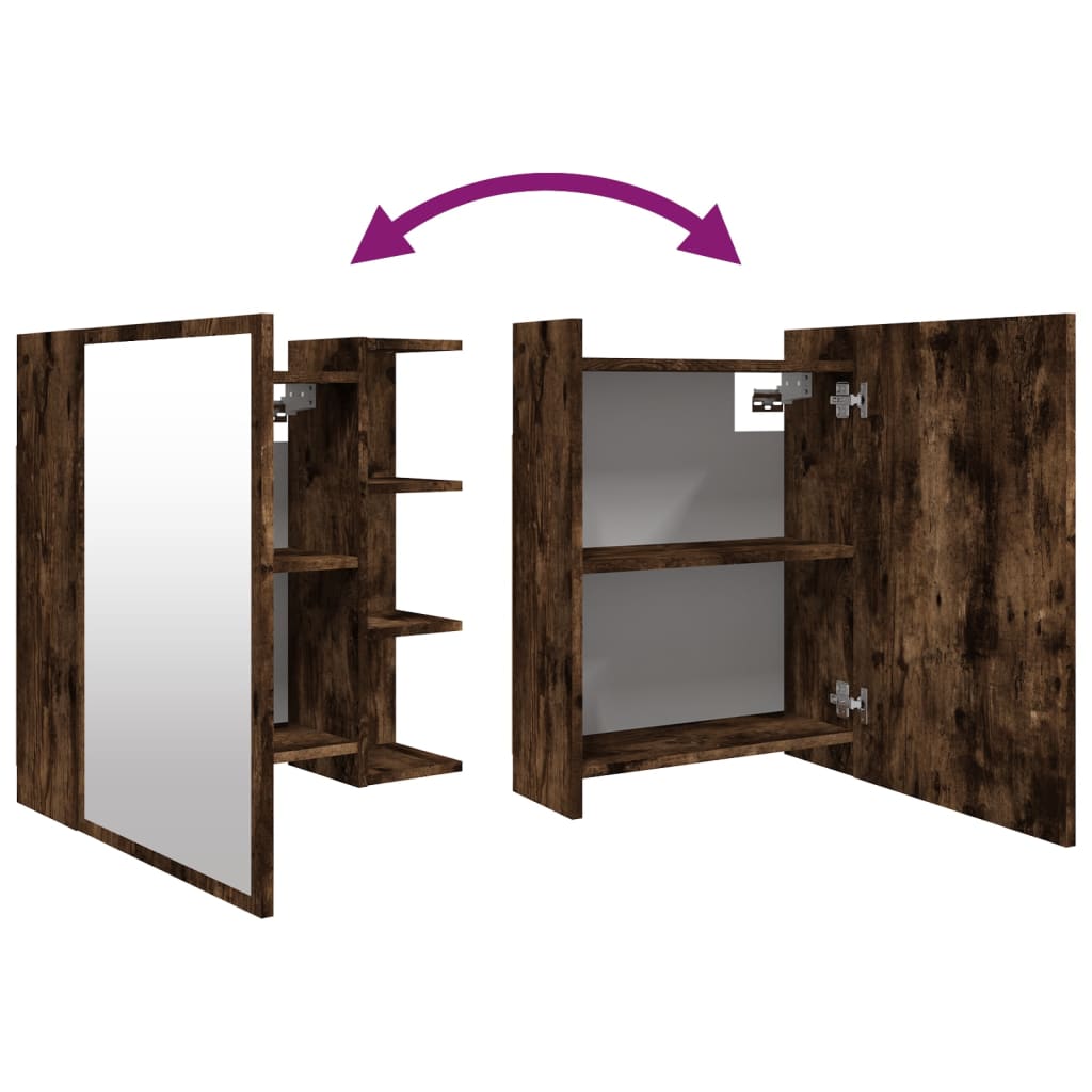 Bathroom Mirror Cabinet Smoked Oak 62.5x20.5x64 Cm Engineered Wood