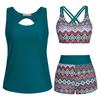 Women's Floral Printed Separate Three Piece Swimsuit With Bra Pads No Steel Bra Sexy Bikini