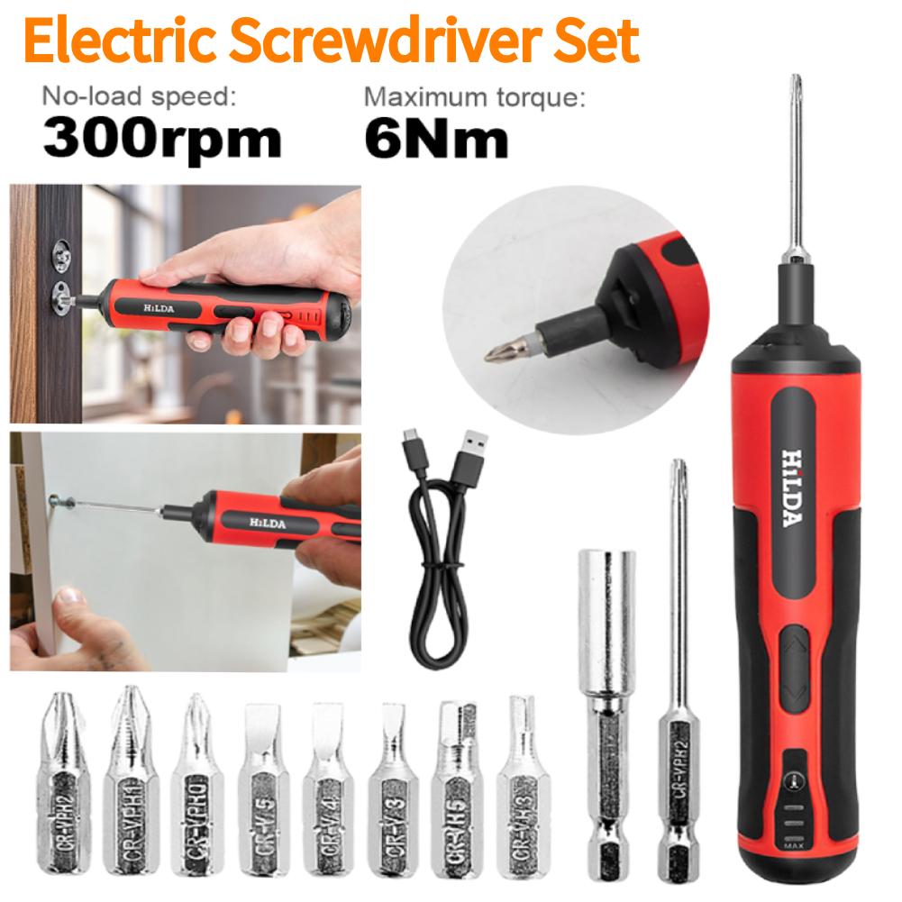 Electric Screwdriver Sets with LED Lights Motorized Screwdriver Extension Rod Battery Powered Screwdriver Kit for Home Car