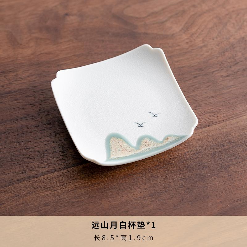 Zen Square Ceramic Coaster Tea Cup Holder Heat Insulation Pad Vintage Tea Set AccessoriesHome Use for Tea Ceremony Kitchen Table
