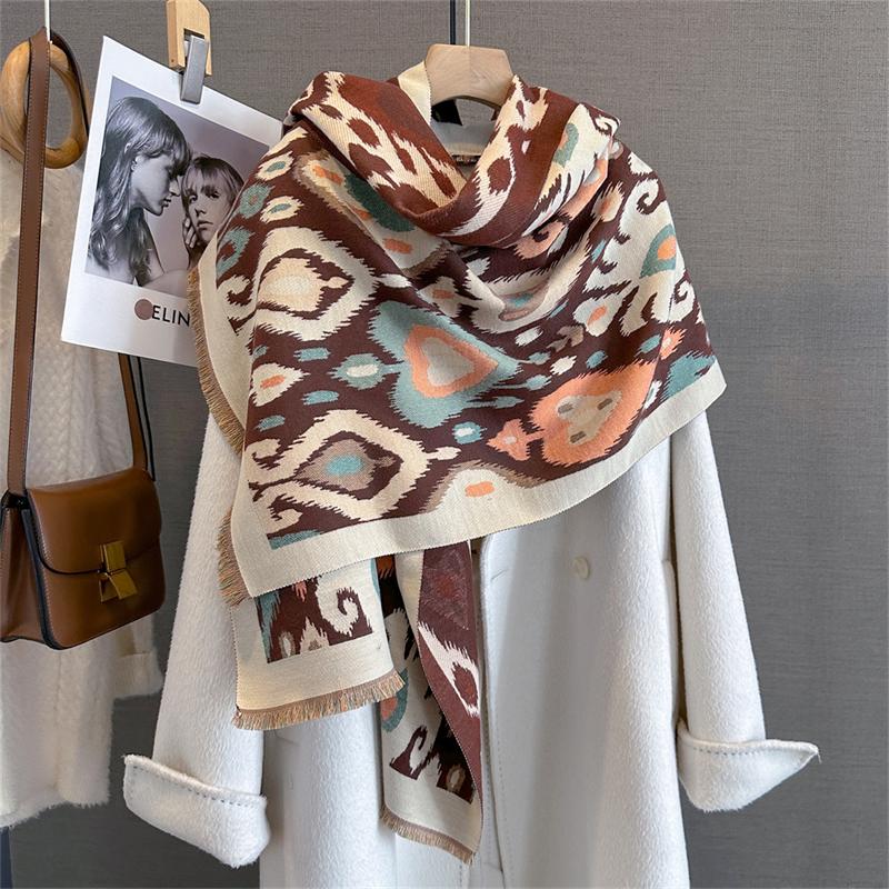 Luxury Winter Scarf Women Cashmere Warm Pashmina Brand Foulard Female Shawls Wraps Thick Soft Bufanda Poncho Scarves Stole