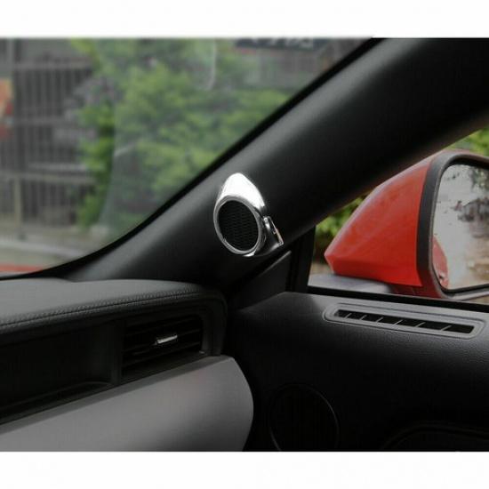 2x Interior A-pillar Speaker Decor Ring Cover Trim for Ford Mustang 2015+ Chrome