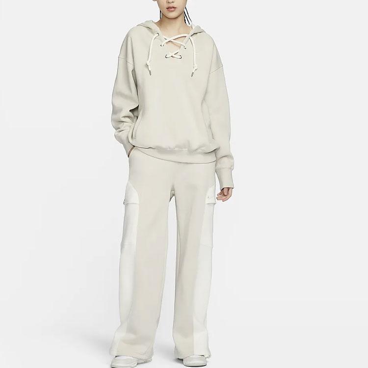 Nike Serena Williams Design Crew Vintage Sports Long Pants Logo Embroidery Straight Leg Fleece Knit Sports Pants Women Bottoms Light-Bone FN1922-072