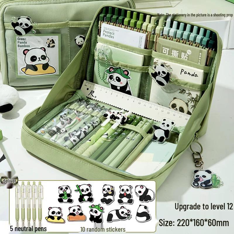 Panda 12-Fächer-Federmäppchen: Super große Schreibtischbox für Jungen & Mädchen - Süß für die Mittelschule