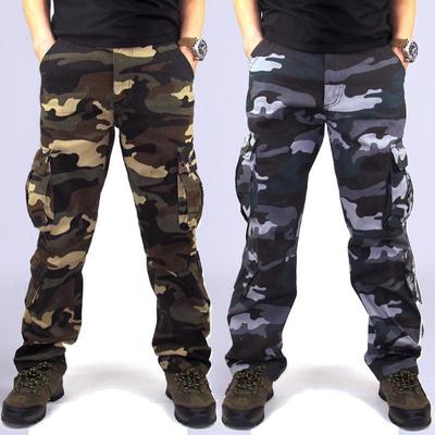 Pantalon droit camouflage large pour homme - Pantalon d'extérieur décontracté vert armée