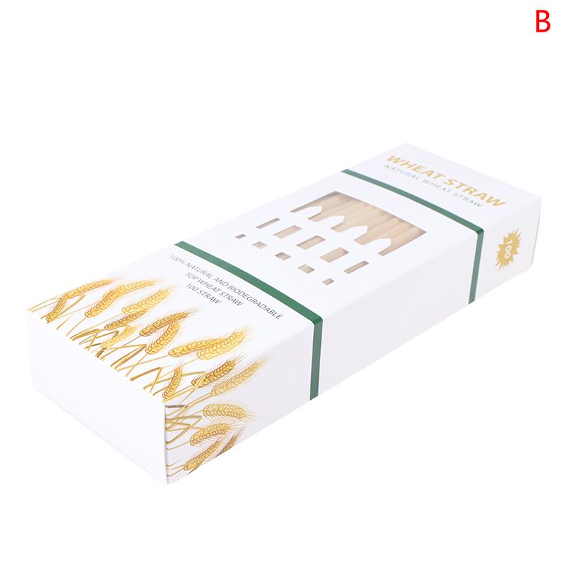 100Pcs/Set Natural Wheat Straw Biodegradable Straws Portable Drinking Straw