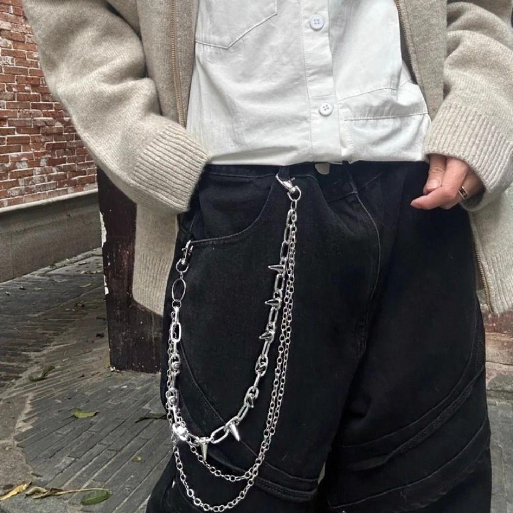 Zinc Zinc Zinc Alloy Rivet Studded Pants Chain Studded Jeans Chain Fashion Pants Hanging Chain Steet