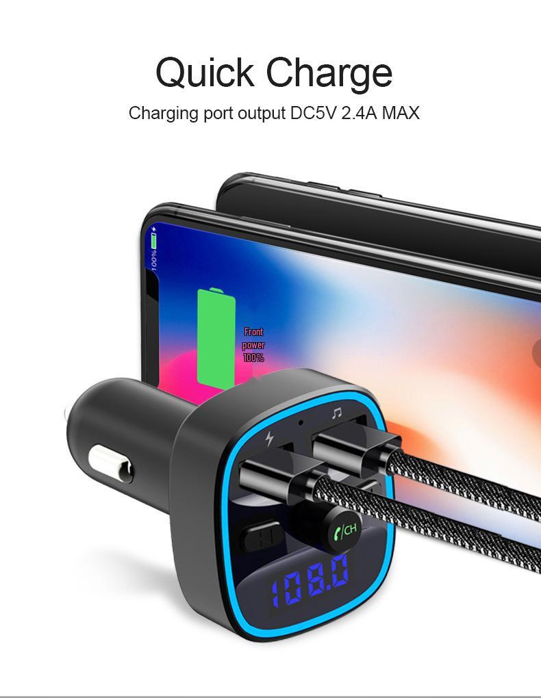 Car Bluetooth MP3 Player & Smart Voice Navigation with Dual USB Charger