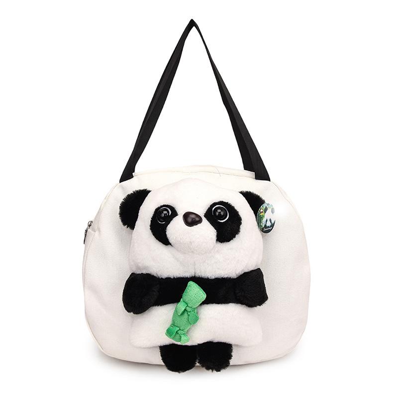 

Cute red panda handbag girl heart plush doll shoulder bag large capacity student canvas bag белый