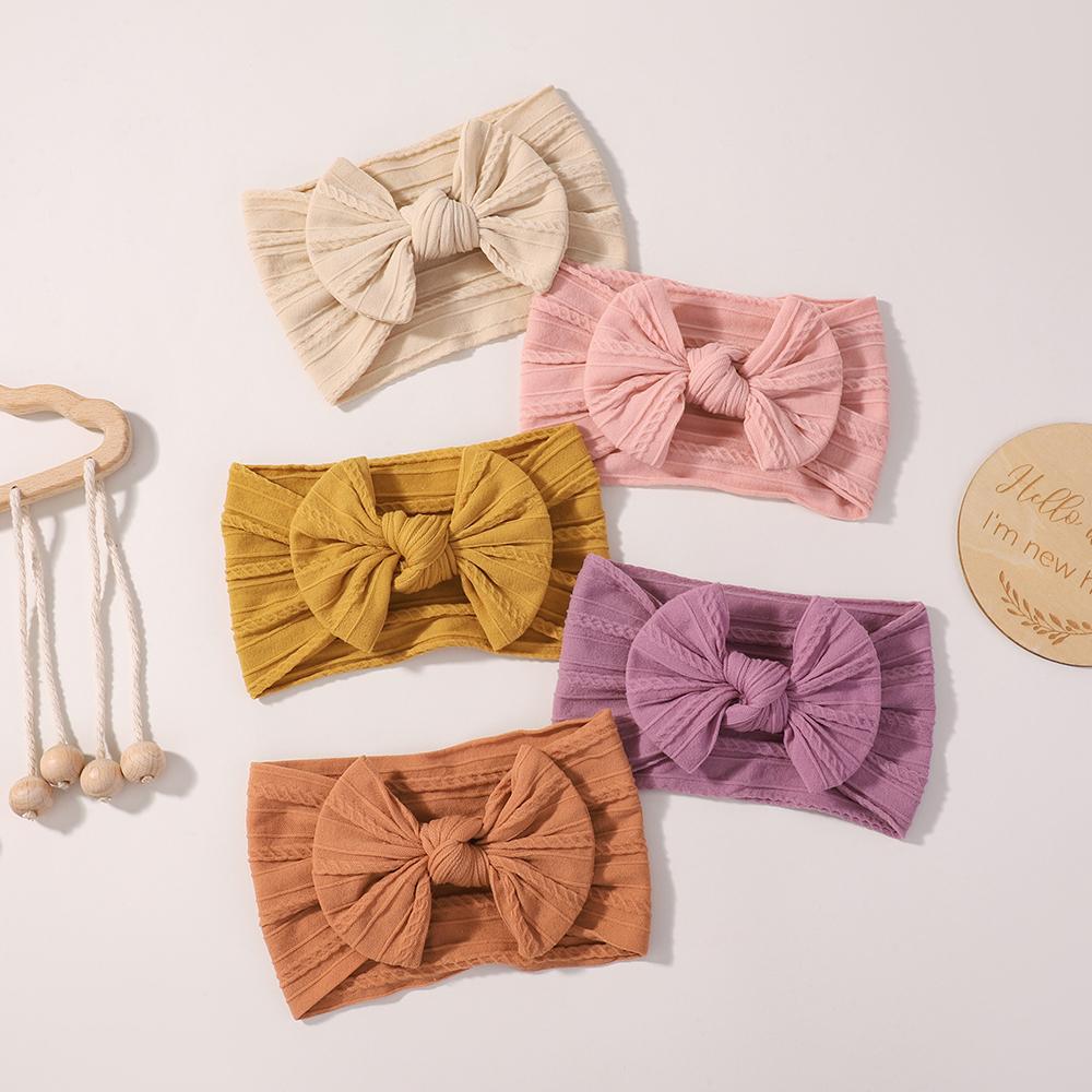 6/12pcs Lovely Cable Knit Baby Bows Headbands for Girls Elastic Knit Turban Hair Bands Soft Nylon Kids Headwear Hair Accessories