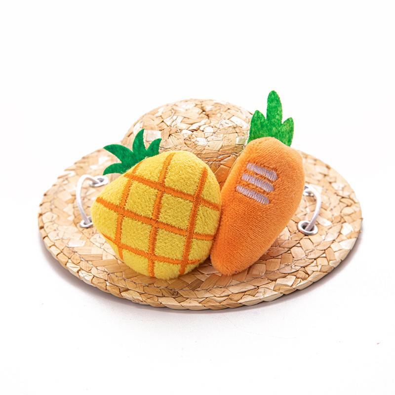 

Cute Pet Straw Hat Summer Knitted Visor Pure Handmade Clear Cool Hat Dog Supplies Cat Headgear