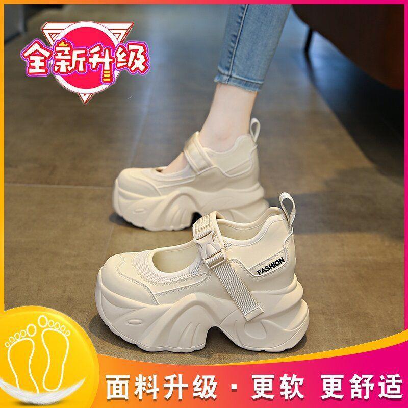 European platform dad shoes women's 2025 new autumn French shallow mouth casual high heels muffin Mary Jane shoes