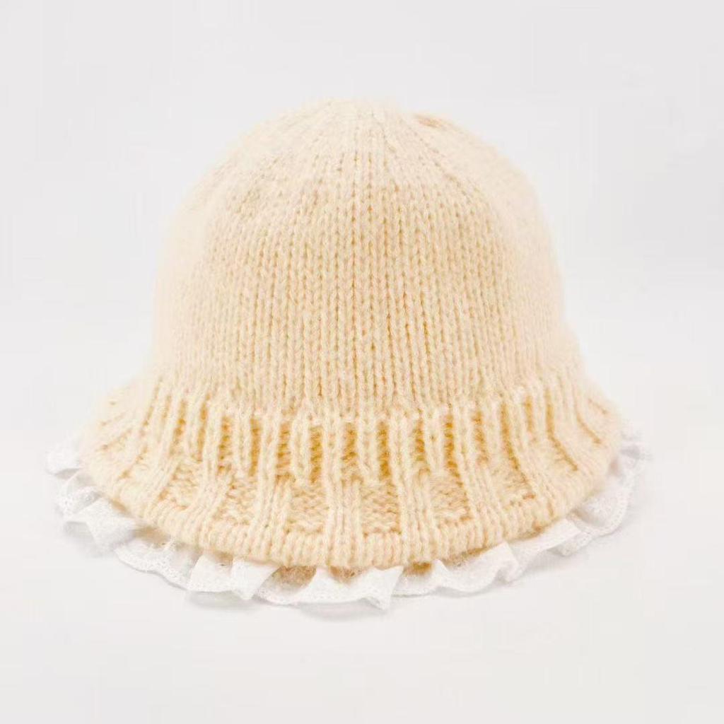 Lace Ruffle Edge Knitted Fisherman Hat: Women's Sweet & Warm Autumn/Winter Accessory 2025