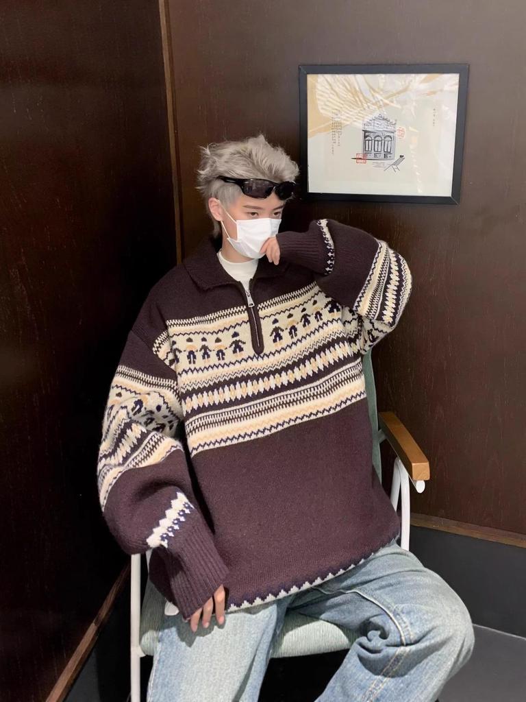 Unisex Trendy Soft Polo Neck Sweater - Retro Knit for Autumn/Winter, Perfect for Couples and Christmas.
