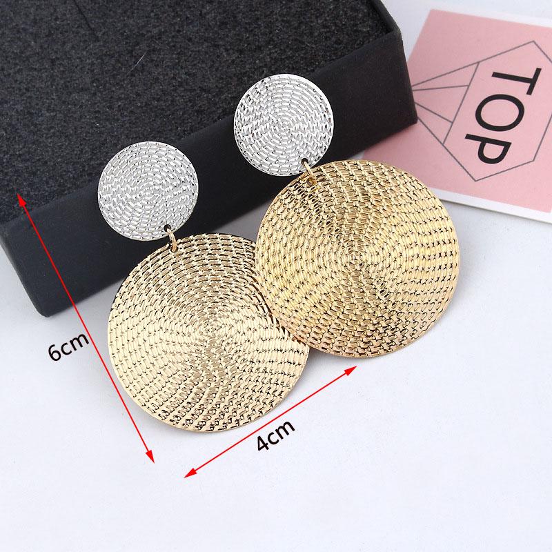 Neue Europäische Ovale Hängende Ohrringe Punk Gewickelte Metall Ohrringe für Frauen Bunte Lange Ohrhänger Große Runde Ohrringe aretes