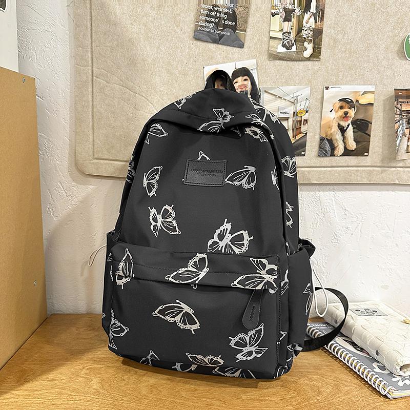 

Ежедневные школьные рюкзаки большой емкости для путешествий, женские однотонные рюкзаки на плечо, нейлоновые рюкзаки на молнии для покупок чёрный