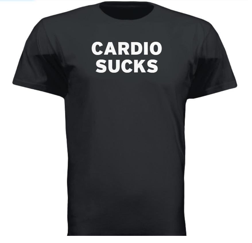 Funny Cardio Sucks Workout Gym Fitness Black T-shirt