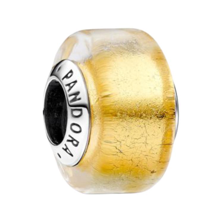 Pandora Mini Square Outline Design Murano Glass Pendant Women pendants Yellow 793353C00 Box