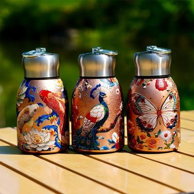 Stilvolle 300ml Edelstahl Isolierwasserflasche mit Mini-Vakuumbecher - Perfekt für heiße & kalte Getränke