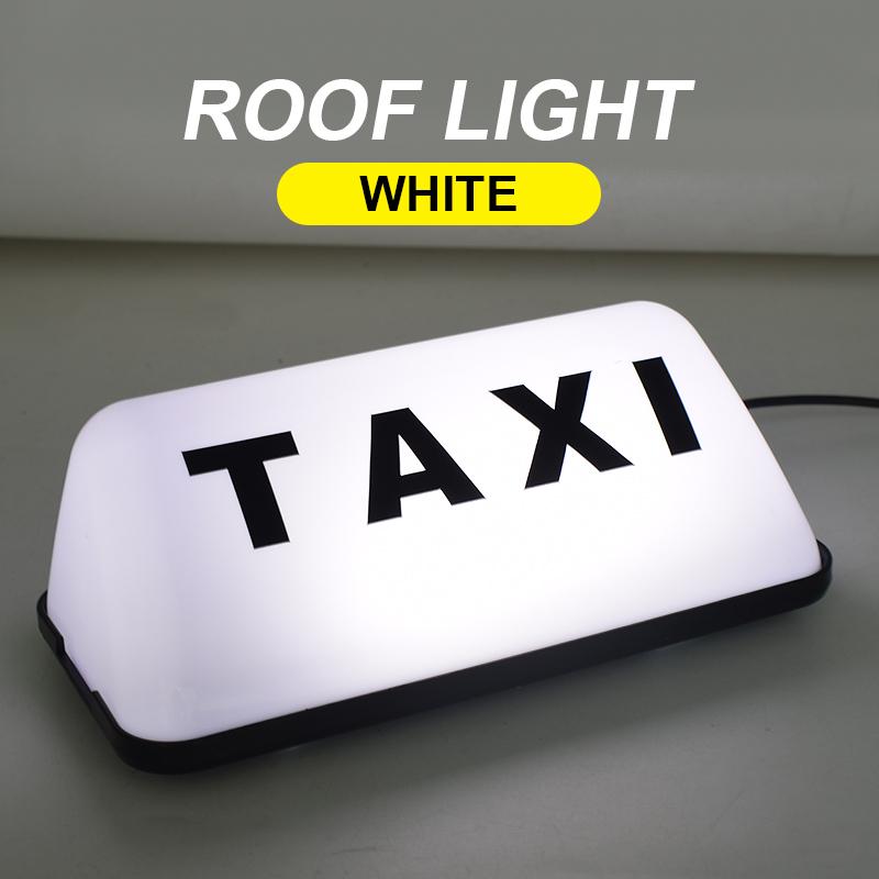 1X Car Taxi Lights LED Sign Decor Glowing Decor Auto Dome Lights Taxi Lights TAXI-COB Taxi Light with 12V Car Charger Inverter белый