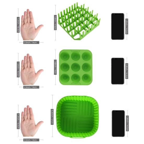 Air Fryer Silicone Basket Liners Large Square Oven Pan BBQ Grill Reusable Cake Molds for Hot Dogs Bacon Jelly
