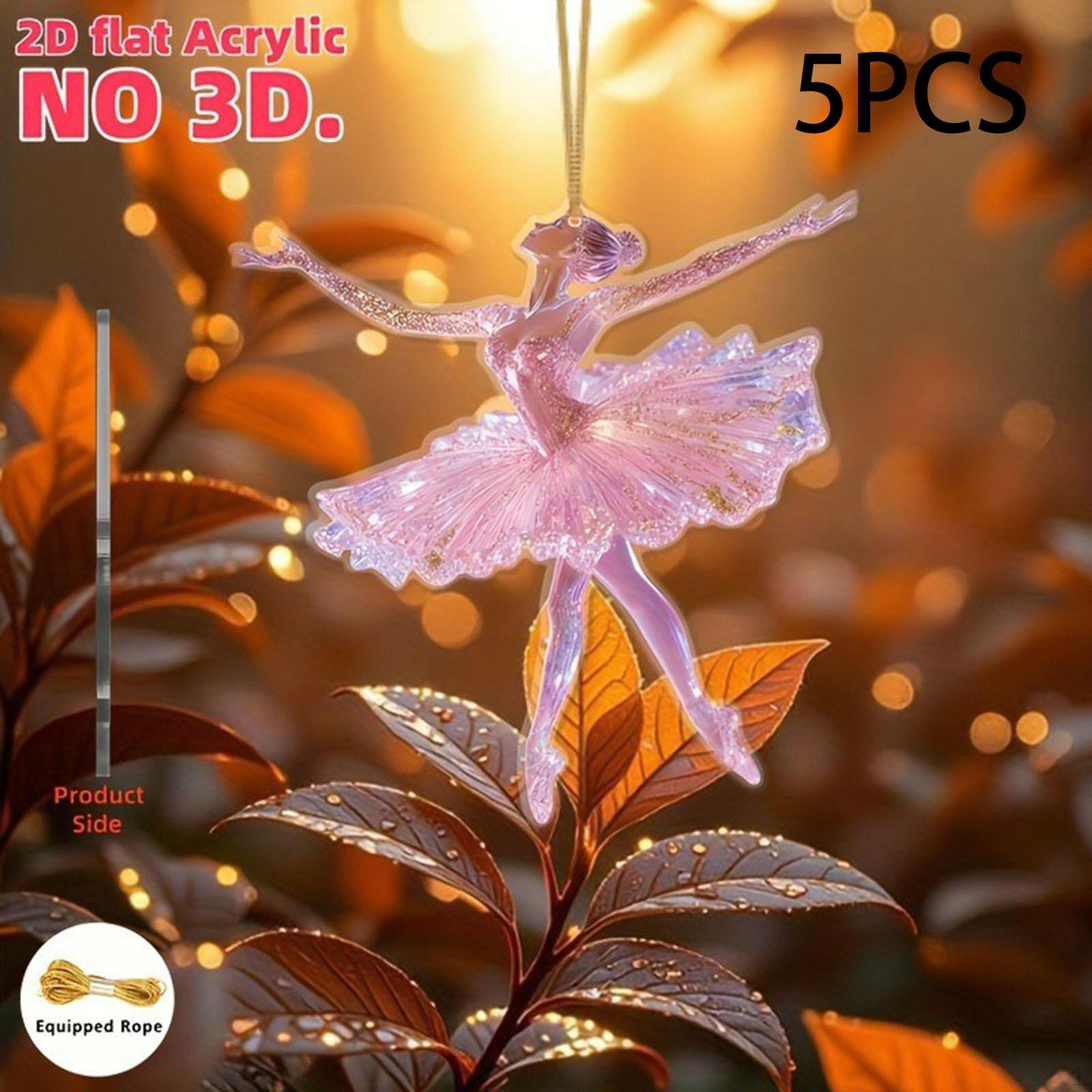 2D Балерина Рождественские Подвесные Украшения Украшения для Елки Акриловая Табличка для Вечеринки 5pcs