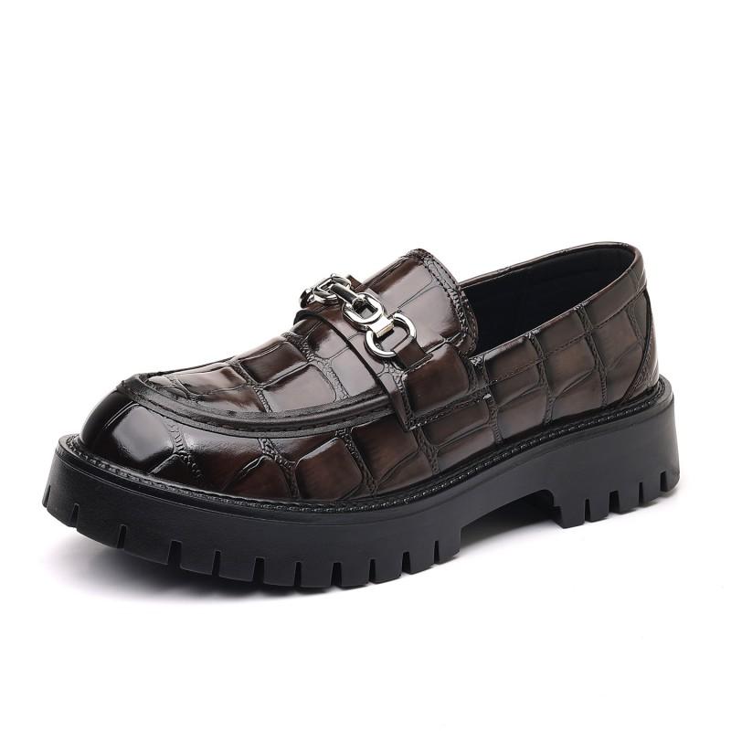Mens Thick Sole Oxford Style Loafer Round Toe Comfortable Dress Casual Shoe Rubber Wide Fit