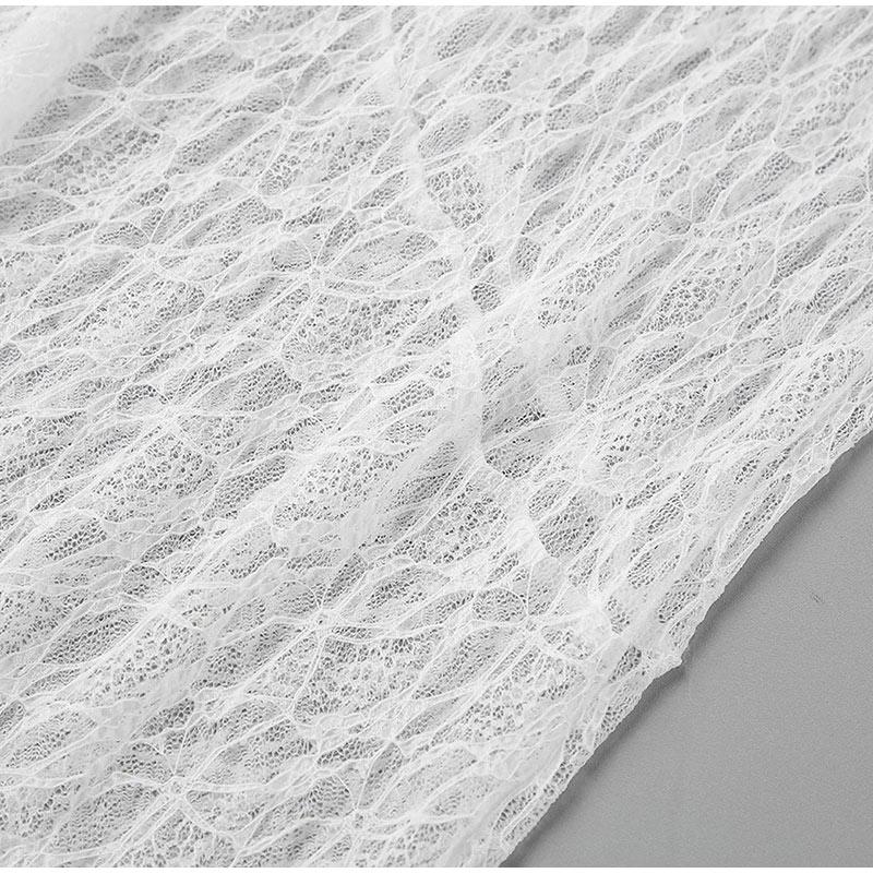 Spring and Summer Fashionable and Sexy 2-Piece Temperament Transparent Satin Lace Long Sleeved Top and Low Waist Skirt Set