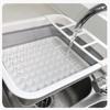Collapsible Dish Drainer Space Saving Kitchen Storage Tray With Cutlery Divider Plastic Sink Drying Rack for Compact Storage