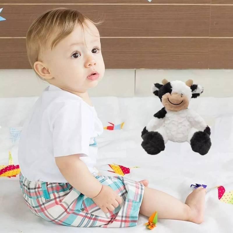Adorable Smiling Black And White Cow Plush Toy Soft Stuffed Animal Doll Gift