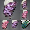 Women Vintage Feather Flower Shape Rhinestone Brooch Pin Badge Breastpin for Wedding Banquet Evening Party