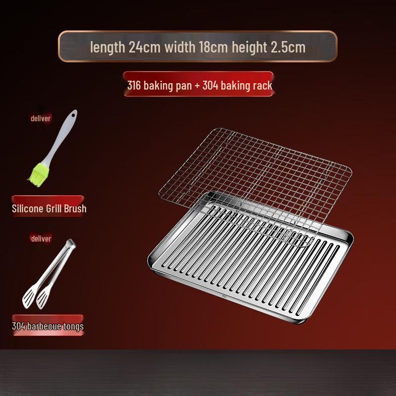 Stainless Steel Oven Baking Tray with Draining Rack Set