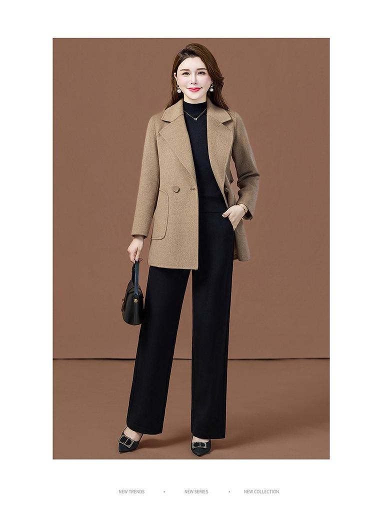 Women's Slimming Double-Faced Cashmere Coat - High-End Winter 2025 Collection for Middle-Aged Women