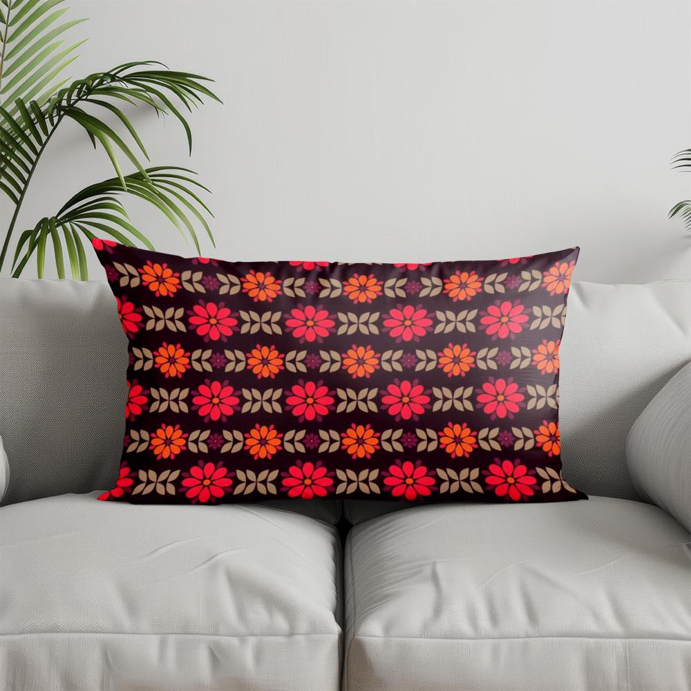 Home Decor Colorful Floral Pattern Pillowcases Suitable For Sofa Bedroom Car Pillow Cover Cushion Rectangular Back Cushion