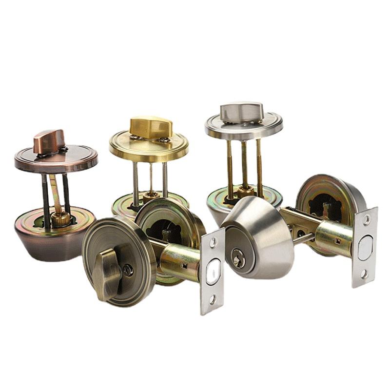 Home Door Gate Single Cylinder Deadbolt Stainless Steel Dead Bolt Door Lock Round-shape Locking Gear Door Lock Invisible Lock