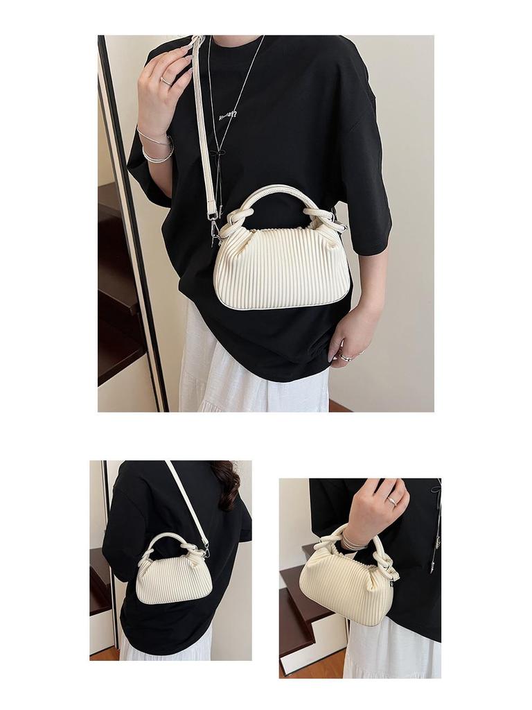 Versatile Striped Pleated Handbag - Women's 2025 Fashion Small Square Shoulder Bag