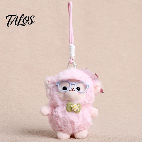 Soft Waxy Plush Pendant Sheep Doll for Bags And Keys, Curly Stuffed Animal Keychain Polyester Fiber with Bow Glasses Accessories, Cute Hanging