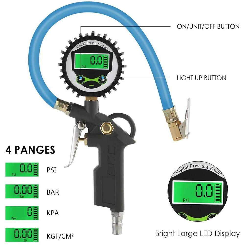 Digital Tire Pressure Gauge (0-255 PSI) With High-Precision Sensor LED Display Air Pressure Gauge For Easy Accurate Reading