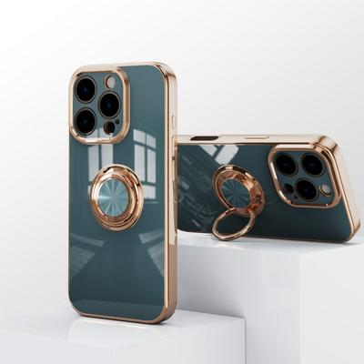 Однотонний глянцевий чохол-тримач для кільця для пальців для iPhone 16 Pro Max 15 Pro 14 13 12 11 Розкішне покриття М’яке протиударне покриття для телефону TPU.