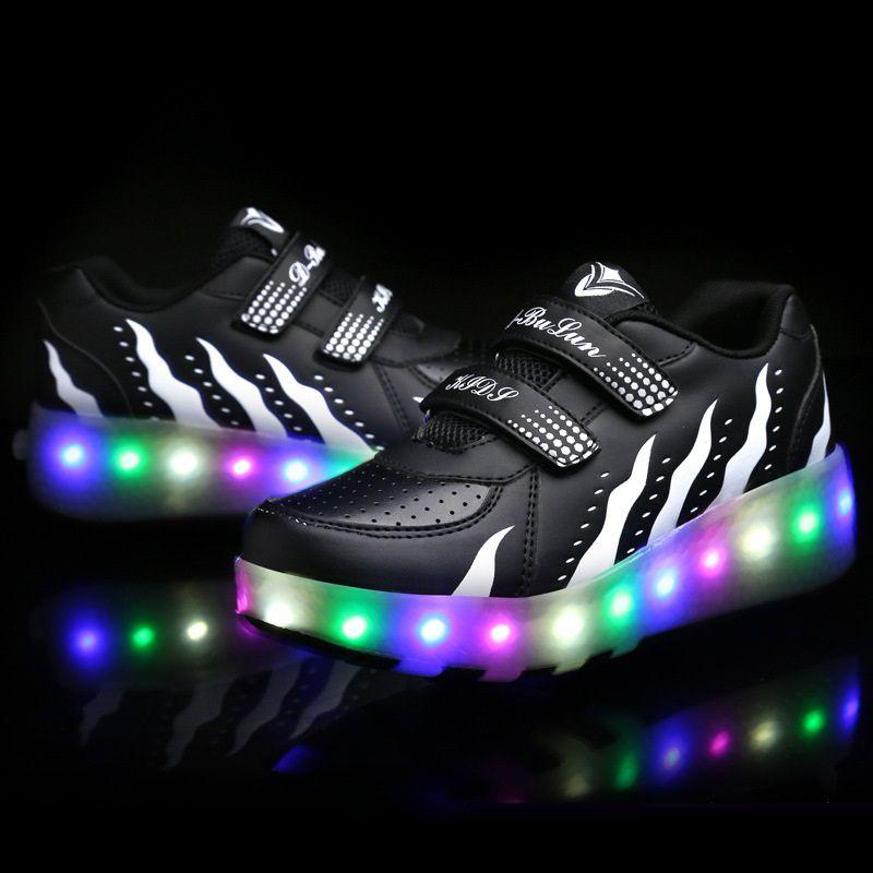 Classic Appeal Led Sneakers For Kids Light Up Roller Skate Shoes And 2 Wheels Unisex