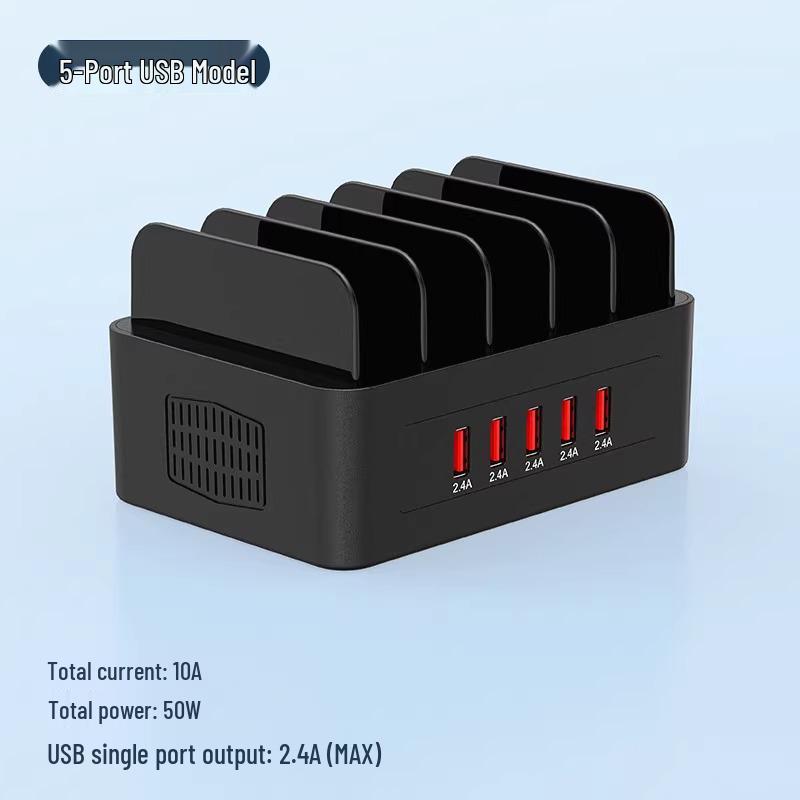 Multi-Port USB Fast Charging Station with Built-in Device Holder