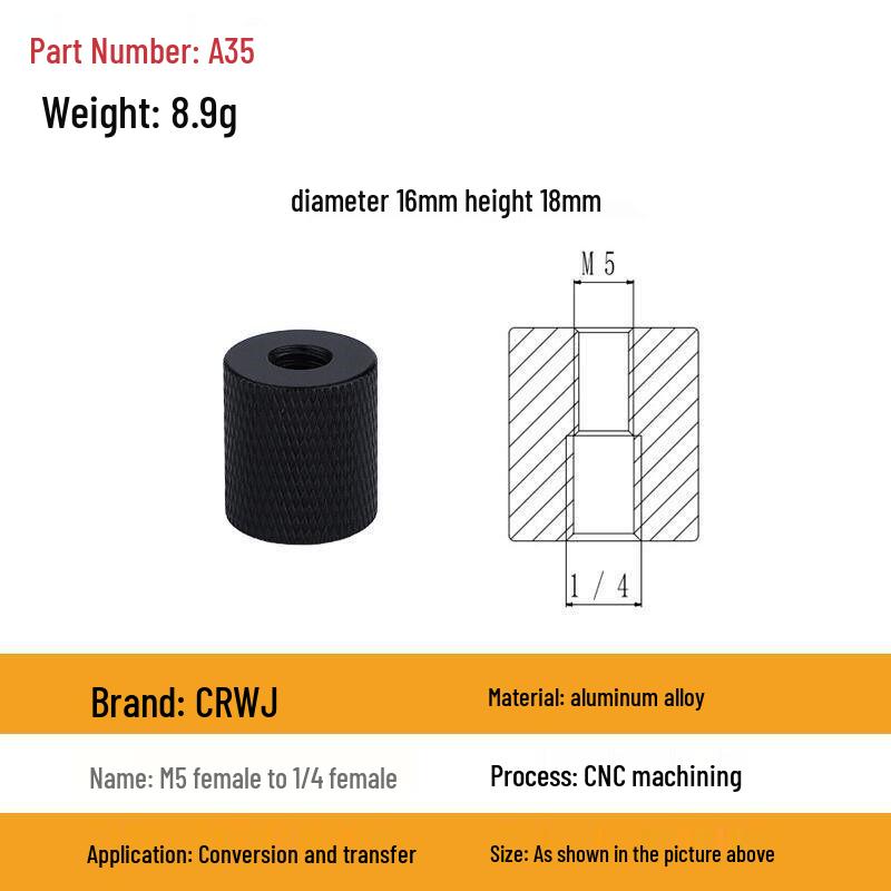 1/4 to 3/8 M4 M5 M6 M8 Screw Adapter for Tripod, Pan/Tilt Camera, Hot Shoe Mount & Light Stand