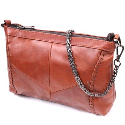 Damen Lederhandtasche mittlerer Größe mit einem Fach Vintage Bag 22566 Hellbraun
