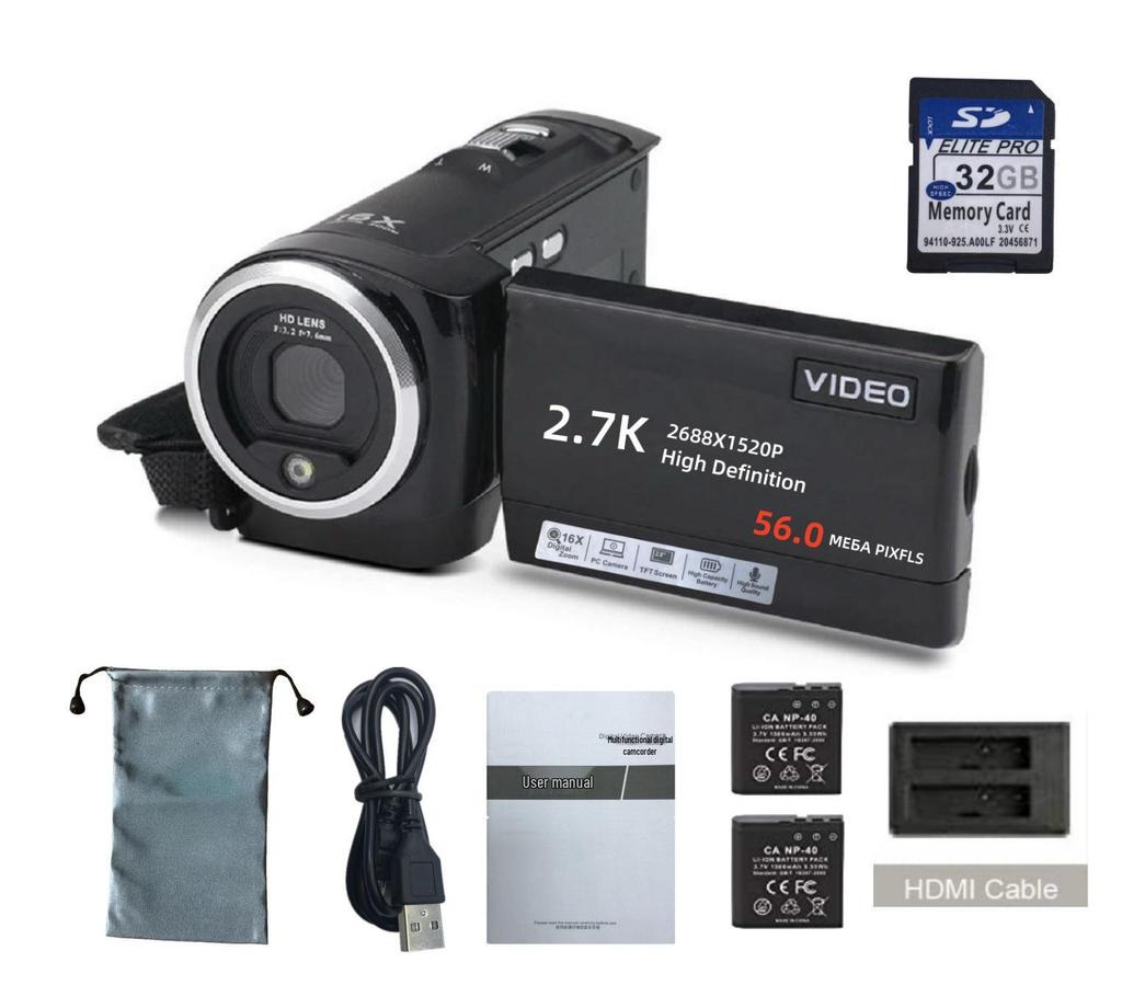 2.7K HD 56MP Digital Camcorder for Home, Travel & Students