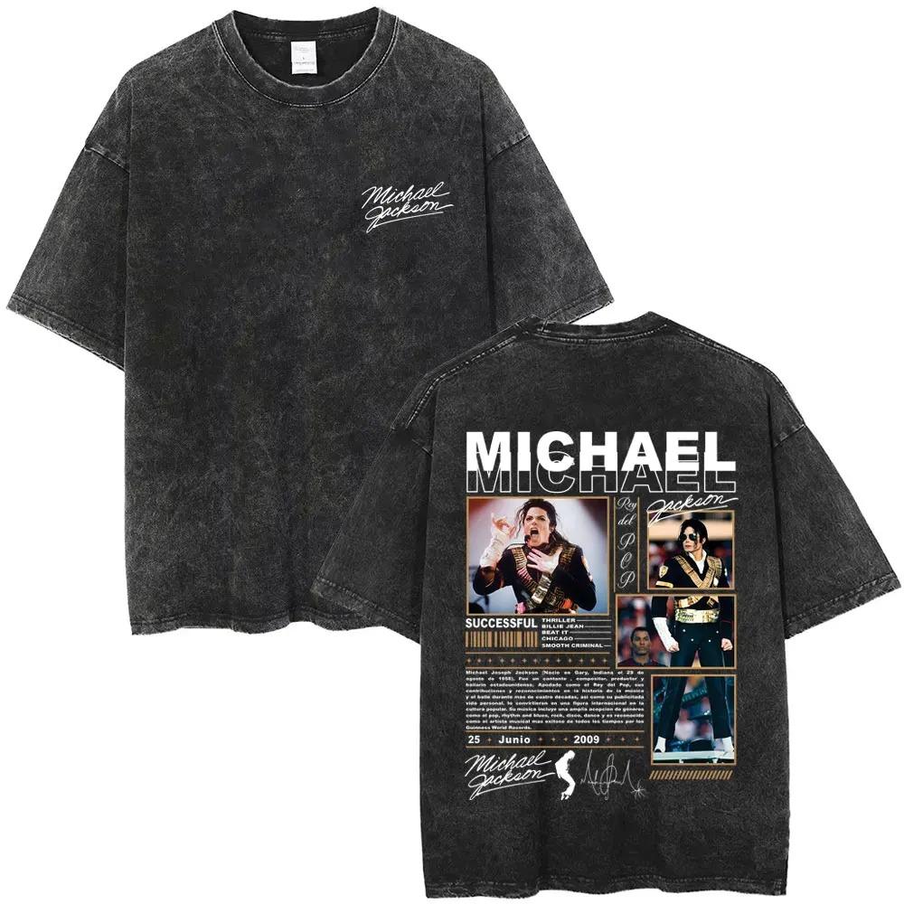 2026 Vintage Gewassen Michael Jackson King of Pop T-shirt Mannen Vrouwen Retro Gothic Rock T-shirts Heren Punk Oversized T-shirts Streetwear