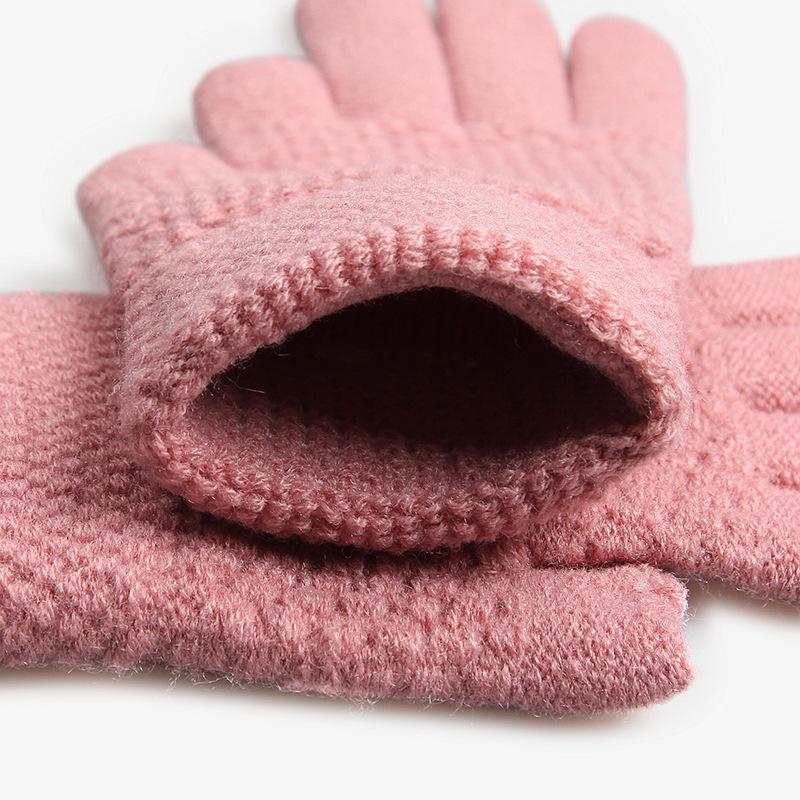 Winter New Warm Gloves for Women, Solid Color, Two-fingered, Knitted, Velvet, Cold-proof Woolen Gloves with Exposed Two Fingers